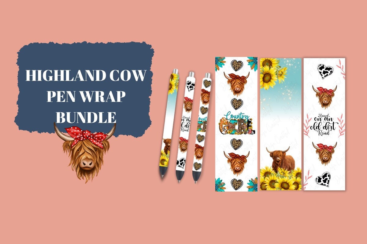 Highland Cow Pen Wrap Bundle Digital Download Epoxy Pen Wrap highland-cow-pen-wrap-digital-download-pen-wrap-highland-etsy
