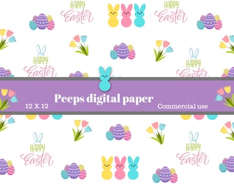 Peeps digital paper, Easter papers, Easter scrap book paper, Easter background, Spring digital paper,