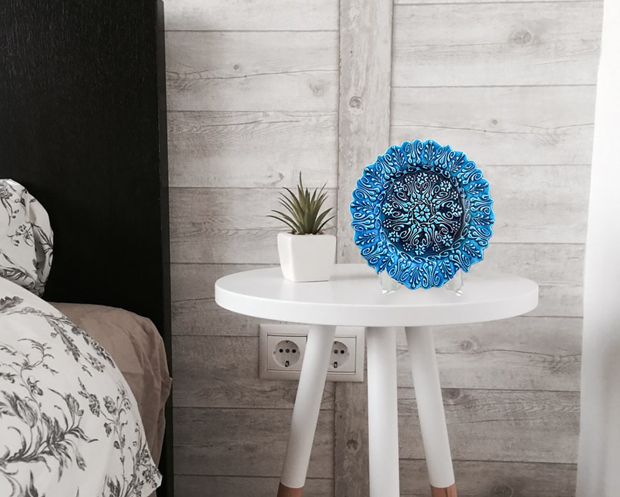 Handmade Decorative Plates for Display, Wall Hanging Decor, Embossed