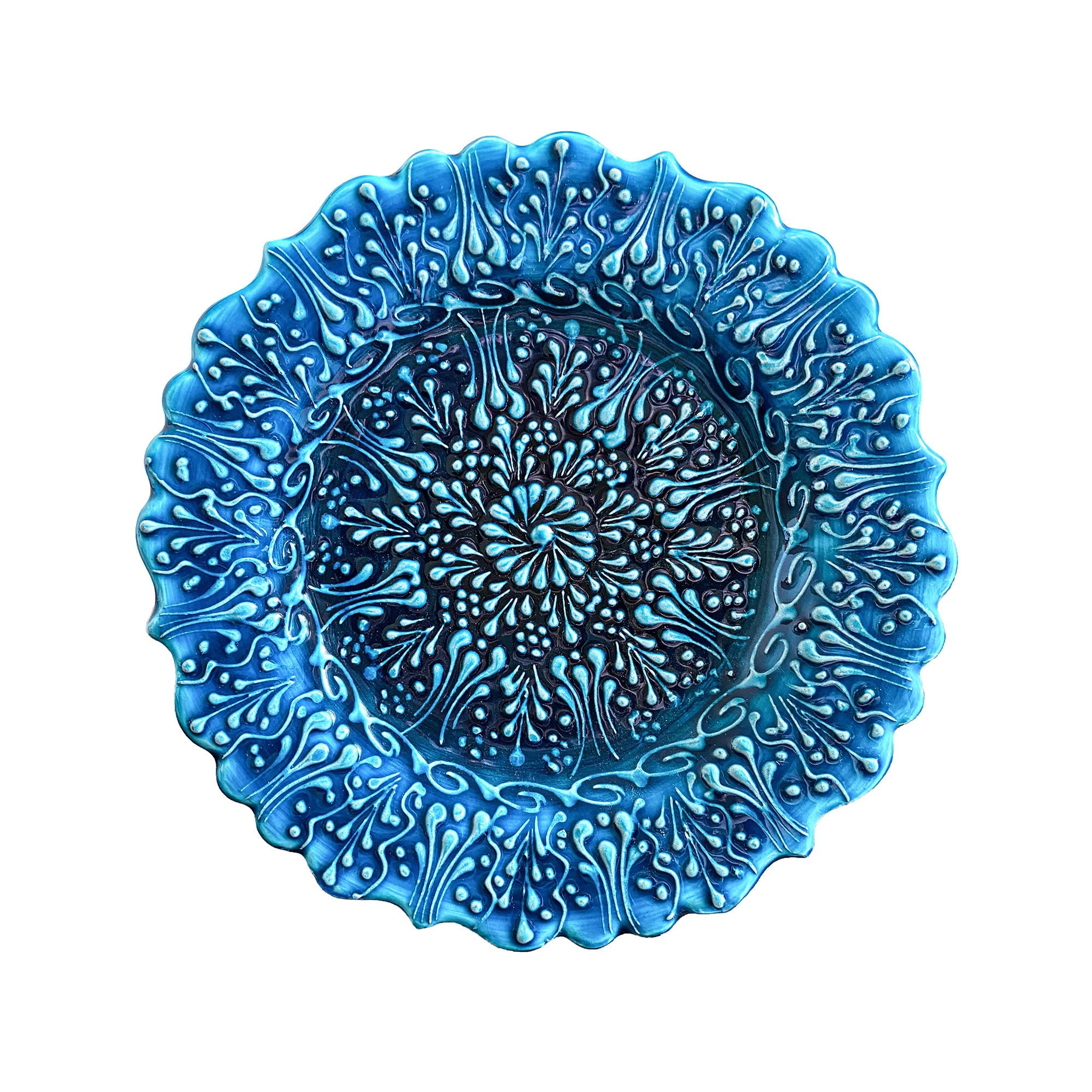 Handmade Decorative Plates for Display, Wall Hanging Decor, Embossed