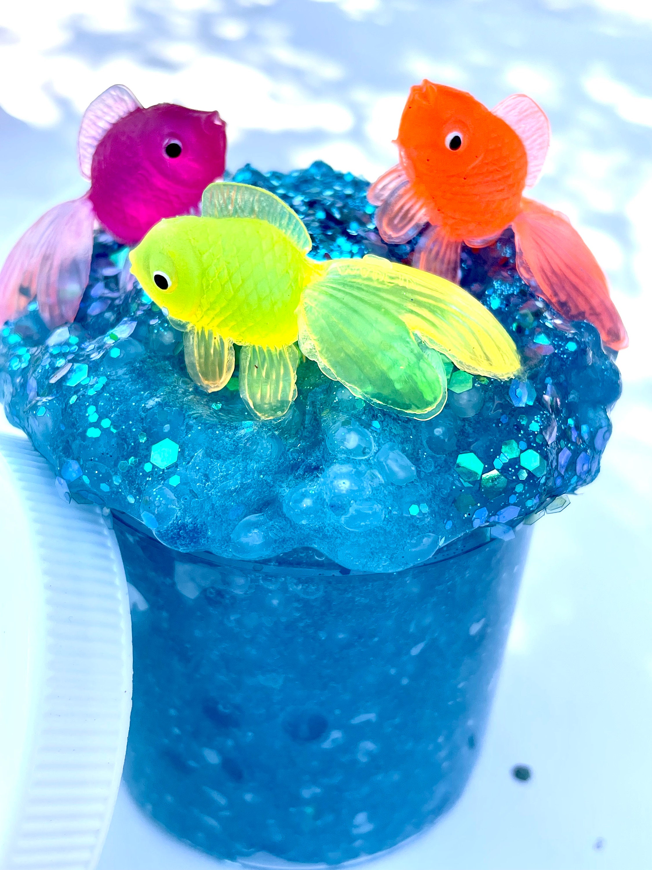 Fish Bowl Beads Fishbowl Slime – 14 Pack Vase Filler Beads 0.28 inch Plastic Slushy Fish Balls Crunchy Fishballs Kit for DIY Homemade Arts Crafts.