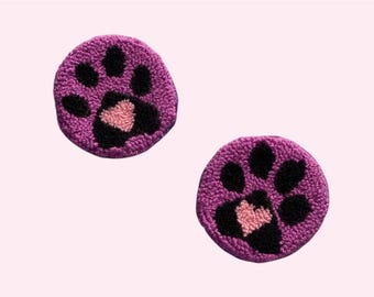 Posavasos para coche con diseño de huellas de patas * Juego de 2 * Decoración para coche * Juego de accesorios para coche