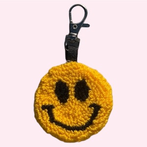 Smiley Face Keychain * Backpack Charm * Key Ring * Zipper Charm * Car Accessory Set * Smile * Happy Face