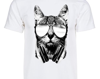 Gravity Trading Mens Cool DJ Cat Solar Color Changing Shirt Sun Tee