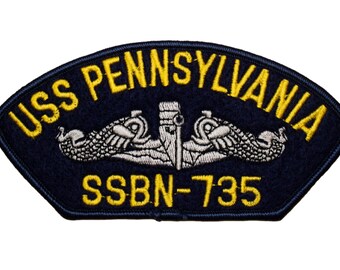 United States Ship USS Pennsylvania SSBN-735 Wearable Iron On Patch 3 x 5 Inches