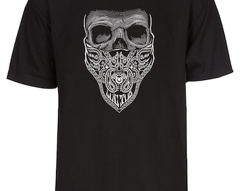 Men's Bandana Skull T-Shirt Short Sleeve Graphic Shirt