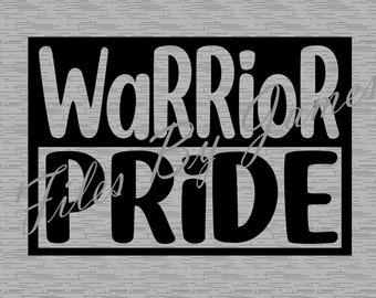 Warrior Pride Mascot School Shirt Design SVG File Design Back To School Designs Boy Girl SVG Cut File Cricut Silhouette Go Warriors Team
