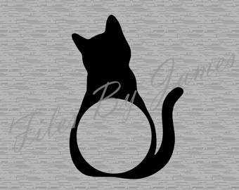 Cat Monogram Frame Halloween Cat Black Cat Initials Design Cricut Silhouette Brother Cutting File For Vinyl To Make Shirts Signs Decals