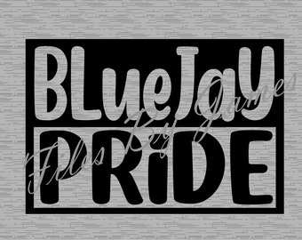 Bluejay Pride Mascot School Shirt Design SVG File Design Back To School Designs Boy Girl SVG Cut File Cricut Silhouette Go Bluejays Team