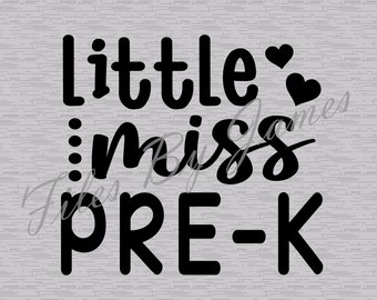 Lilla Fröken Ms Pre-K PreK Shirt Design Förskola SVG Elementary Barn Tillbaka Till Skolan Designs För Flicka Cut File Cricut Silhouette