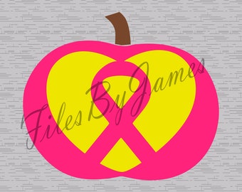 Pumpkin Breast Cancer Ribbon Awareness SVG File Jack O Lantern Design Cricut Silhouette Brother Cutting File Vinyl Make Shirts Signs Decals