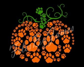 Halloween Fall Pumpkin Paw Print SVG File Jack O Lantern Design Cricut Silhouette Brother Cutting File For Vinyl To Make Shirts Signs Decals