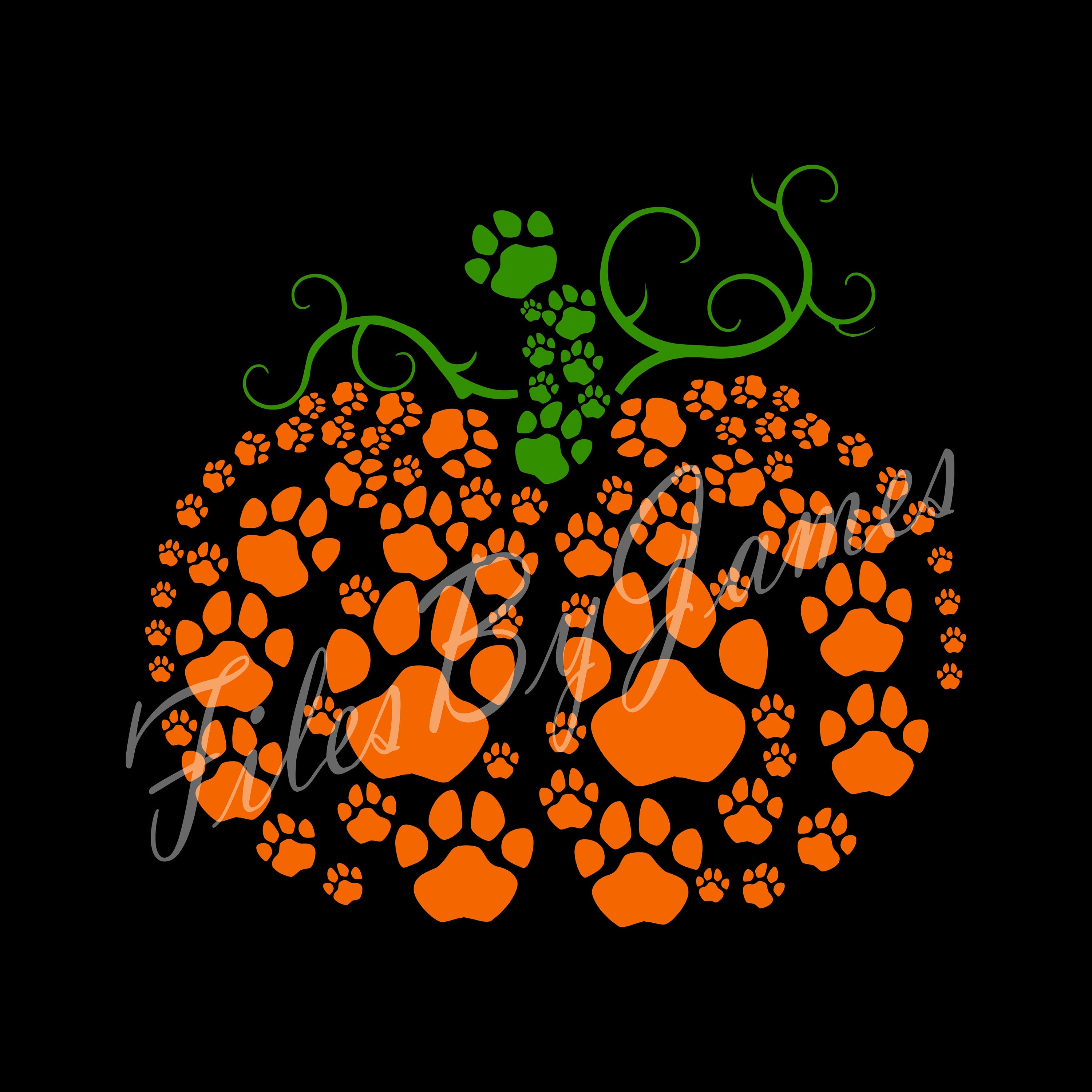 Halloween Fall Pumpkin Paw Print SVG File Jack O Lantern Design Cricut