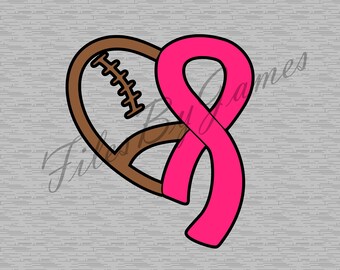Football Cancer Ribbon Breast Cancer Awareness Football Player SVG File Design Cricut Silhouette Cutting File Vinyl Shirts Signs Decals