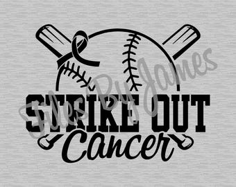 Baseball Softball Strike Out Cancer Breast Cancer Awareness Ribbon Shirt TShirt SVG File Only