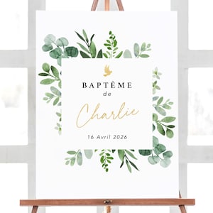 Affiche Bienvenue au Baptême Personnalisée en Format PDF, Décoration Baptême Numérique