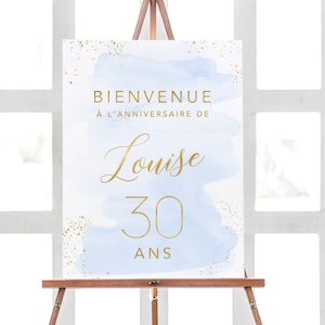 Bienvenue Anniversaire Personnalisé en Aquarelle, Affiche en Format PDF, Décoration Anniversaire image 2