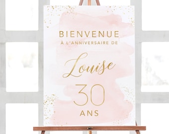 Personalized Birthday Welcome Poster, Watercolor Birthday Decoration in PDF Format