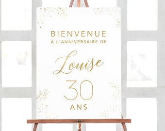 Bienvenue Anniversaire Personnalisé en Aquarelle, Affiche en Format PDF, Décoration Anniversaire