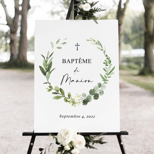 Affiche Bienvenue au Baptême Personnalisée en Format PDF, Décoration Baptême Numérique