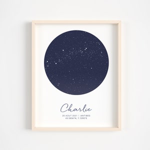 Carte Constellation Personalisée en PDF, Affiche Décoration Chambre Enfant Numérique