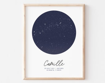 Personalized Digital Sky Map, Constellation Map Children's Room Decoration, Personalized Star Map Poster in PDF Format