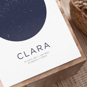 Mapa digital del cielo estrellado, Mapa del cielo personalizado en formato PDF, Mapa de estrellas en francés