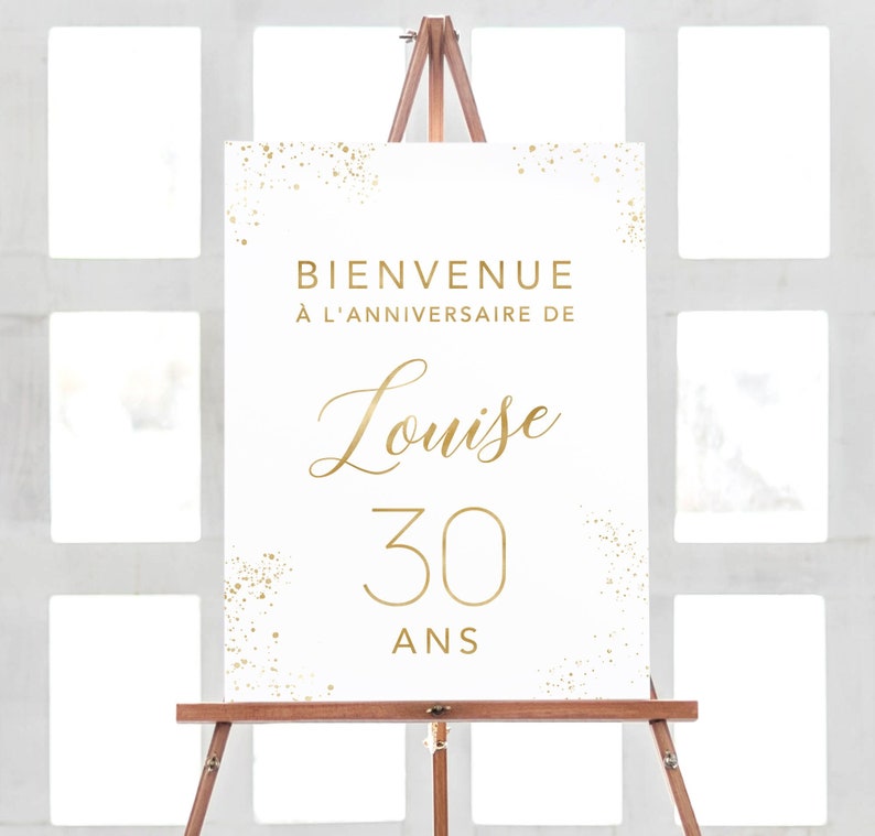 Bienvenue Anniversaire Personnalisé en Aquarelle, Affiche en Format PDF, Décoration Anniversaire image 1