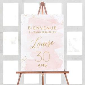 Bienvenue Anniversaire Personnalisé en Aquarelle, Affiche en Format PDF, Décoration Anniversaire image 3