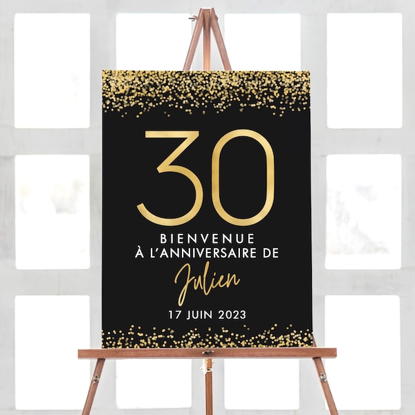 Affiche Bienvenue à l'Anniversaire Personnalisé à Imprimer, Décoration Anniversaire Confetti Affiche en Format PDF