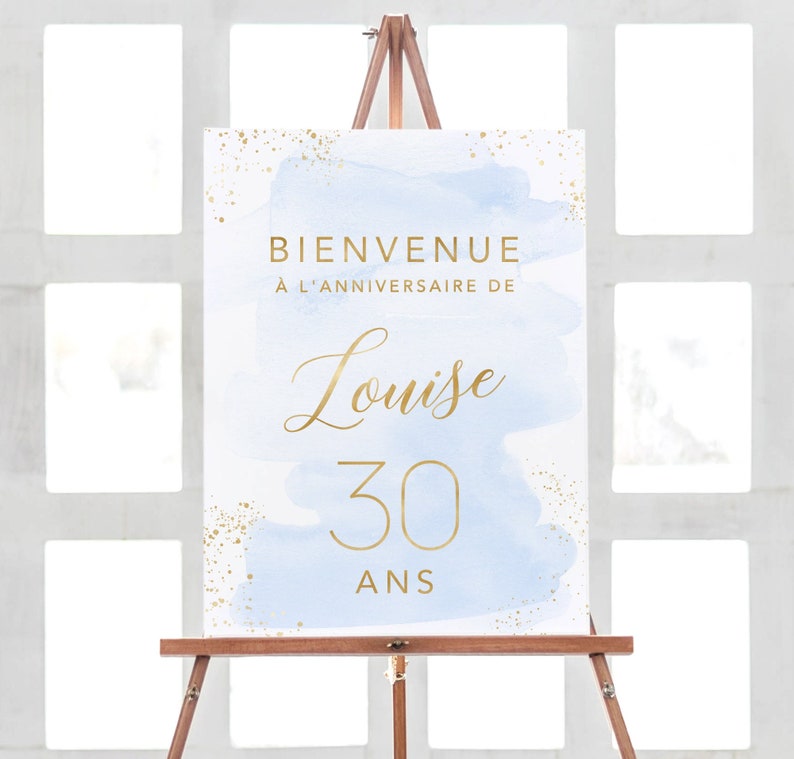 Bienvenue Anniversaire Personnalisé en Aquarelle, Affiche en Format PDF, Décoration Anniversaire image 2