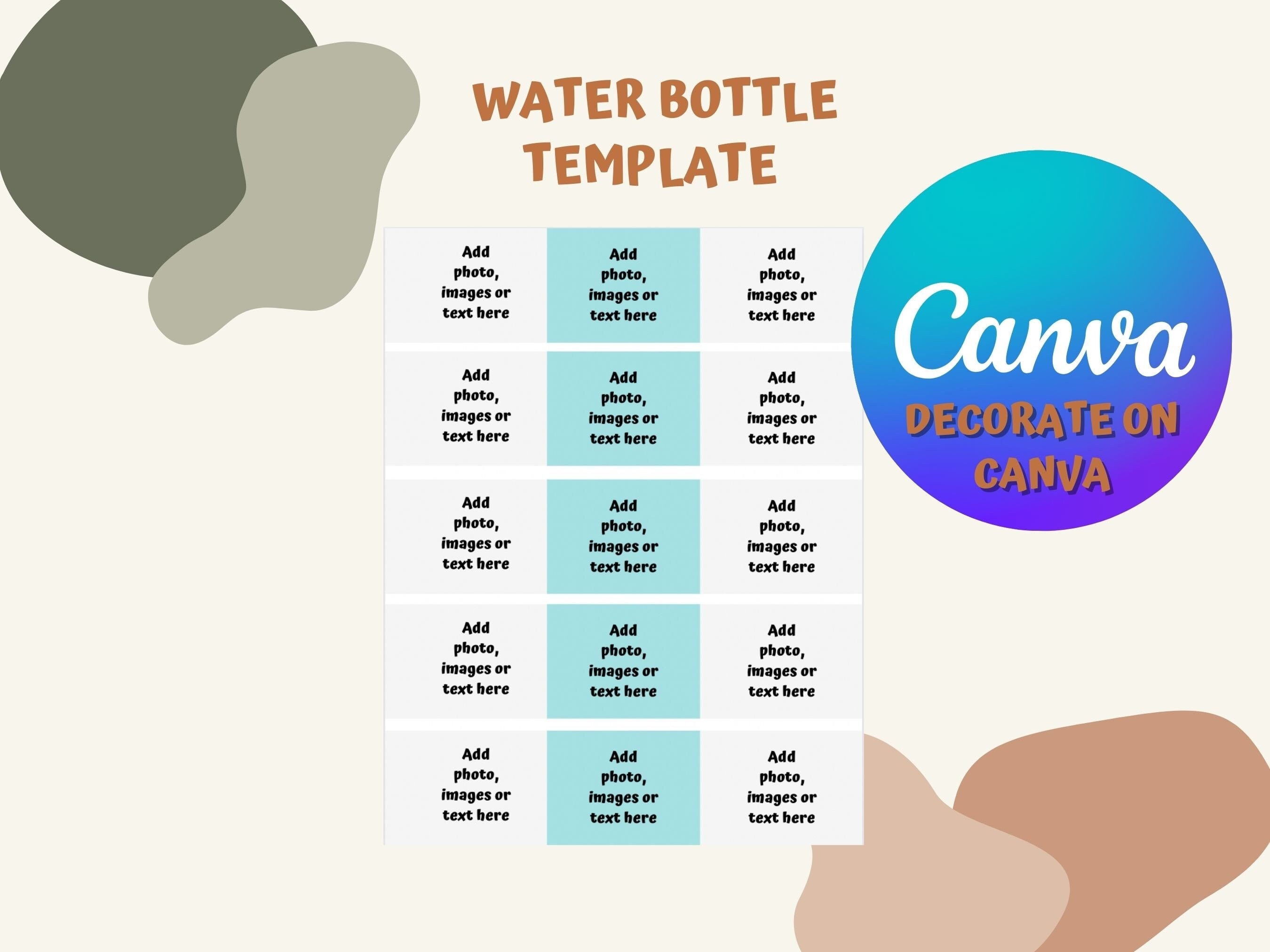 WATER BOTTLE WRAPPER Template Etsy