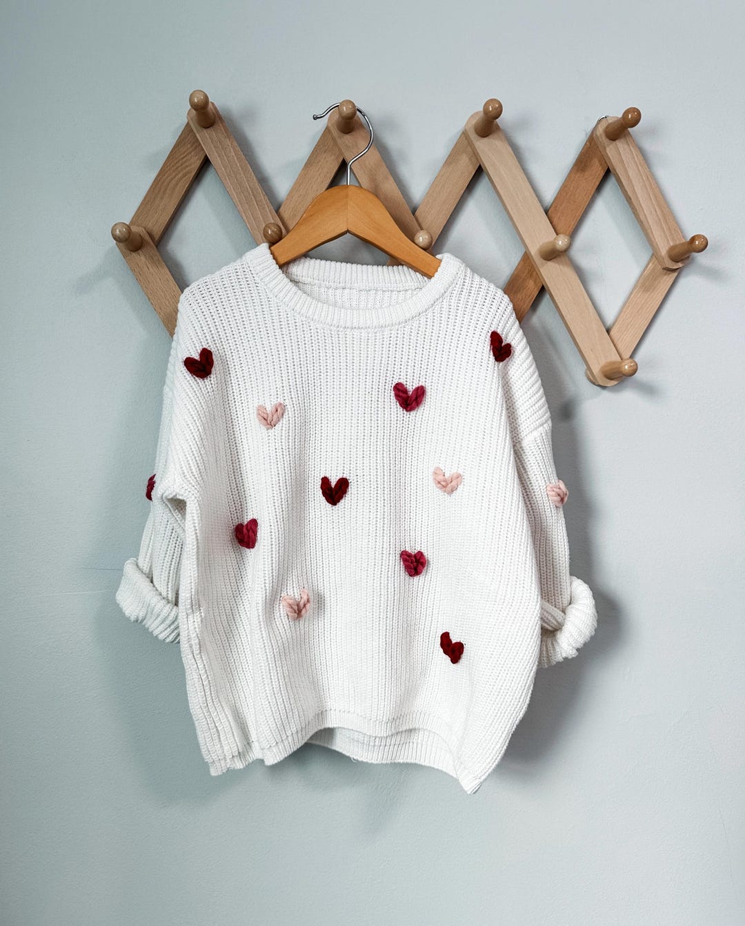 VALENTINE'S DAY ROUND NECK HEART KNITTED SWEATER