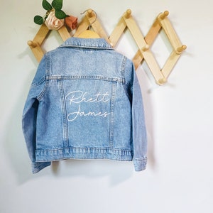 Custom Toddler Jacket Denim Jacket Gift for Toddler Birthday Gift Hand-embroidered Jacket Personalized image 1