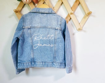 Veste enfant personnalisée | Veste en jean | Cadeau pour tout-petit | Cadeau d'anniversaire | Veste brodée à la main | Personnalisé