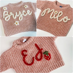 Suéter recién nacido / suéter 0-3M / suéter bebé / suéter bordado / suéter nombre / anuncio de nombre imagen 9