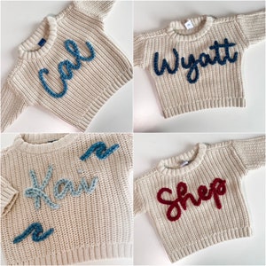 Suéter recién nacido / suéter 0-3M / suéter bebé / suéter bordado / suéter nombre / anuncio de nombre imagen 6