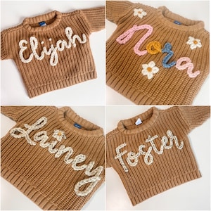 Suéter recién nacido / suéter 0-3M / suéter bebé / suéter bordado / suéter nombre / anuncio de nombre imagen 8