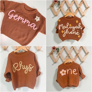 Custom Baby Sweater Custom Toddler Sweater Embroidered Sweater Name Sweater Baby Announcement Baby Gift Birthday Outfit image 5