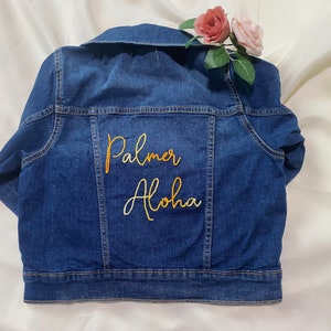 Custom Toddler Jacket Denim Jacket Gift for Toddler Birthday Gift Hand-embroidered Jacket Personalized image 5