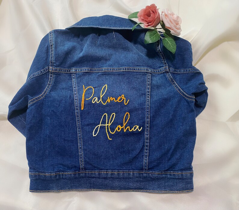 Custom Toddler Jacket Denim Jacket Gift for Toddler Birthday Gift Hand-embroidered Jacket Personalized image 5