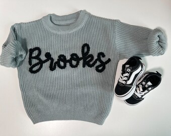 Custom blue baby sweater | custom name blue sweater | blue sweater | embroidered sweater