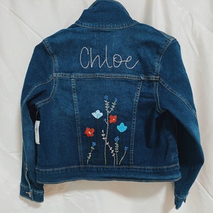 Custom Toddler Jacket Denim Jacket Gift for Toddler Birthday Gift Hand-embroidered Jacket Personalized image 7