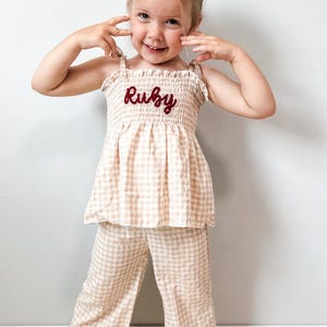 Toddler girl embroidered set | custom name embroidery | summer birthday outfit | toddler girl photoshoot