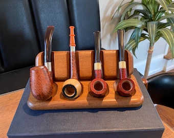 Set of vintage tobacco pipes with wood stand / set of vintage tobacco pipes with wood stand / vintage set of tobacco pipes