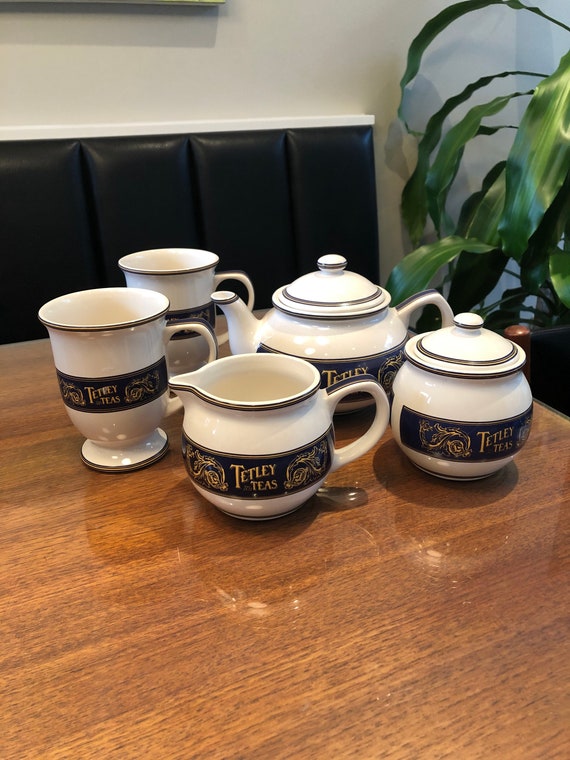 Vintage Tetley 7 Piece Tea Set Porcelain 1996 Tea Pot Etsy