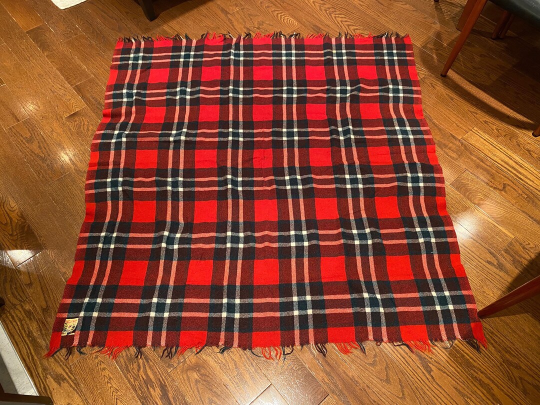 Vintage Ayers Rough Rider Wool Red Plaid Blanket Vintage Red Wool