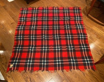 Vintage Ayers Rough Rider Wool Red Plaid Blanket | Vintage Red Wool Blanket