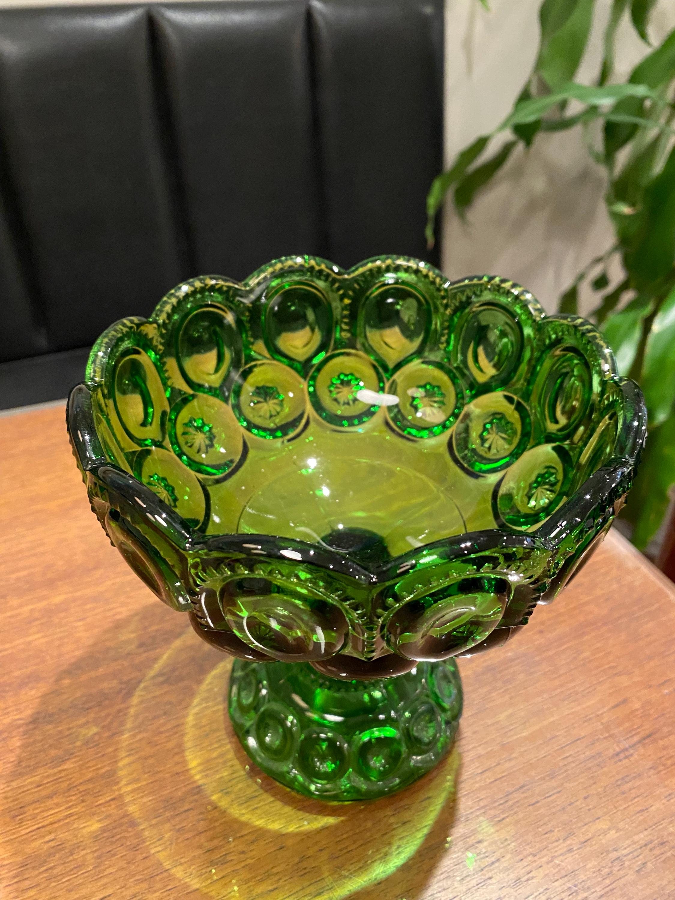Vintage LE Smith Moon and Stars Greenbrier Avocado Pedestal 9 1/2
