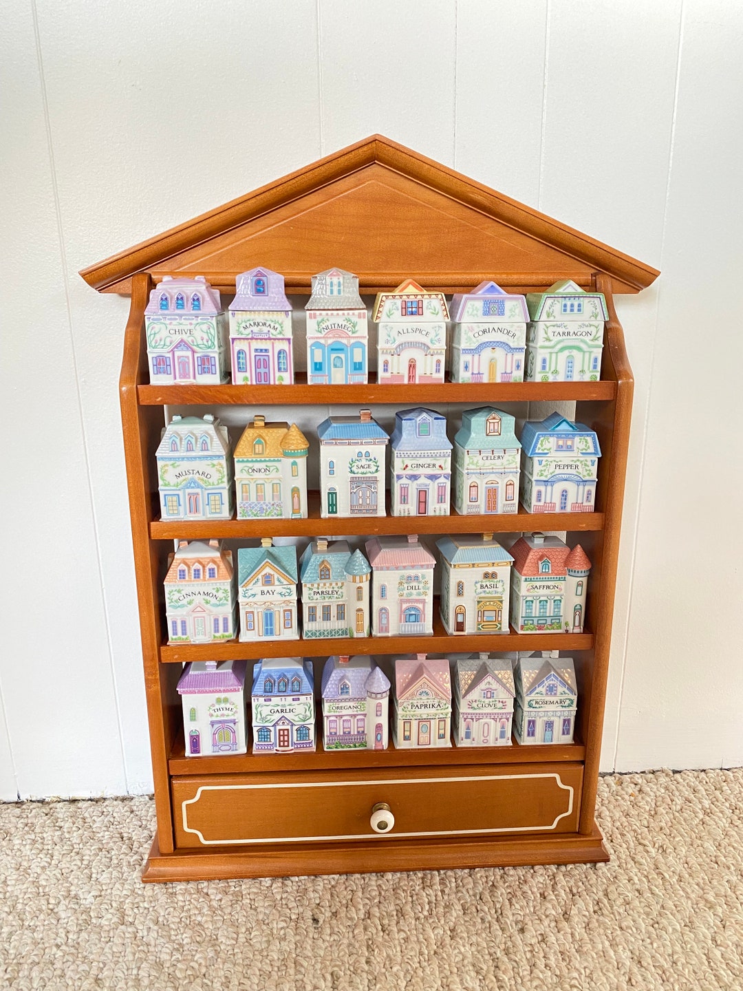 Vintage Lenox Spice Village Complete Set of 24 and Wooden Etsy
